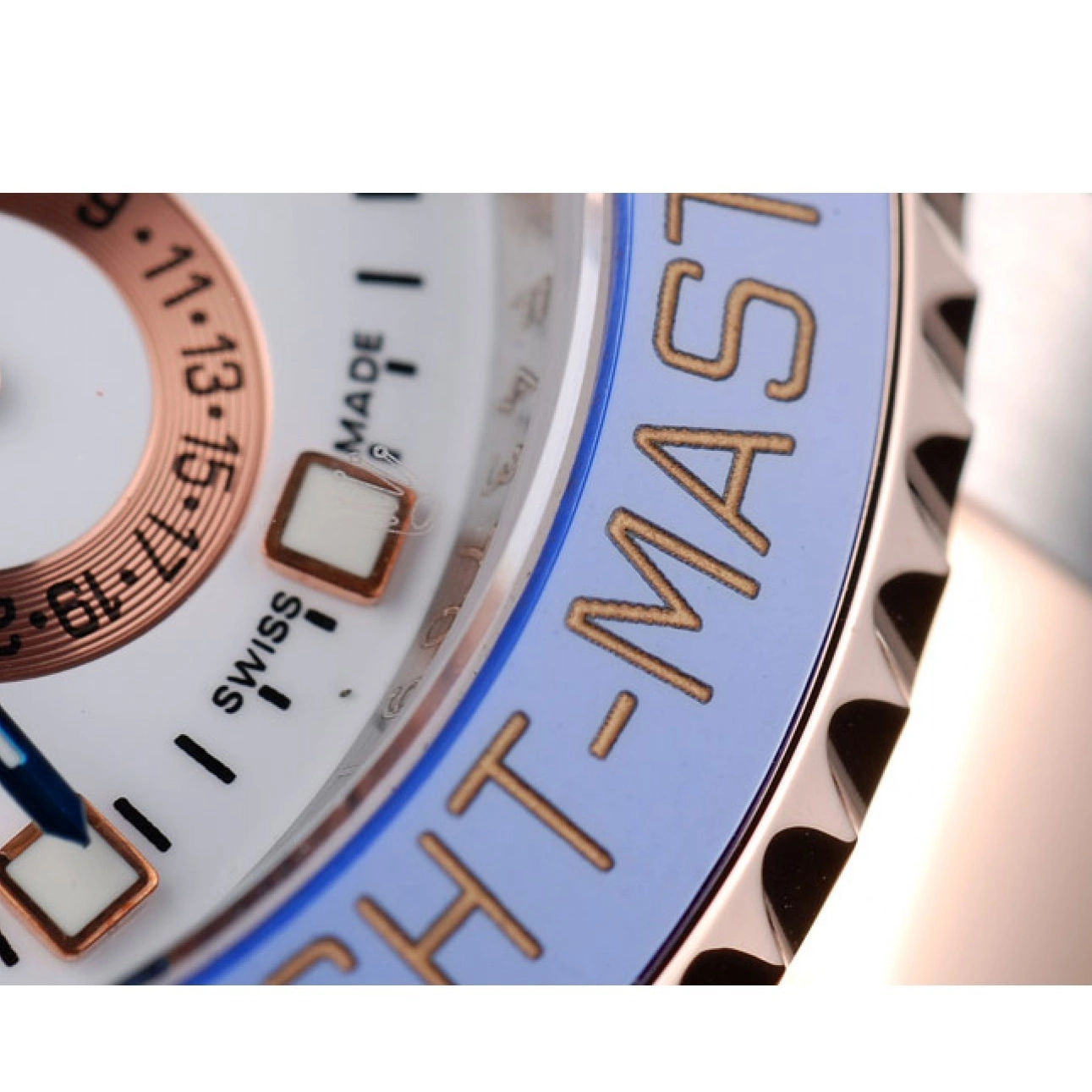 Aaa replica watch Dial Watch Rolex Ceramic Yachtmaster Bezel Blue White 0807